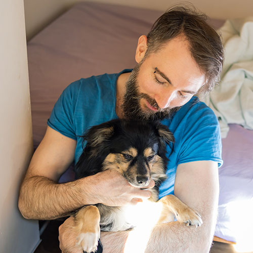 man with dog