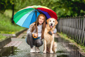 women with her pet